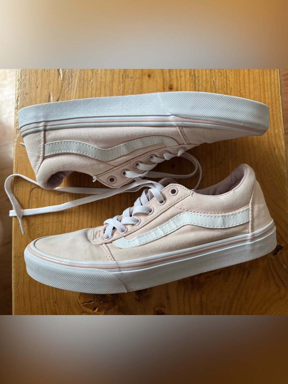 Vans Light Pink and White Canvas Low-Tops - Picture 2 of 13
